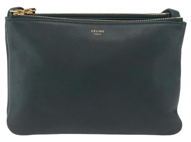 Céline Borsa a tracolla CELINE Trio in pelle verde e oro Auth 177008A D'oro - vista 2
