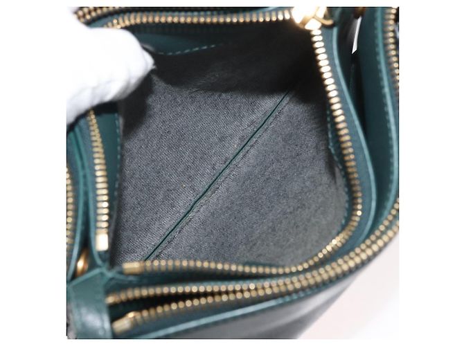 Céline Borsa a tracolla CELINE Trio in pelle verde e oro Auth 177008A D'oro - vista 20