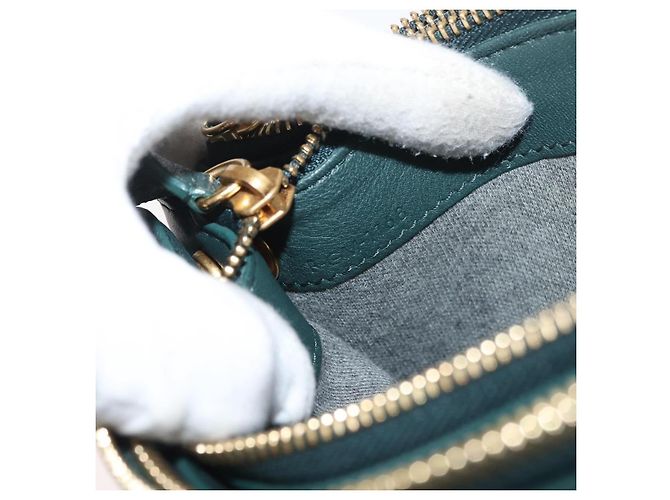 Céline Borsa a tracolla CELINE Trio in pelle verde e oro Auth 177008A D'oro - vista 22