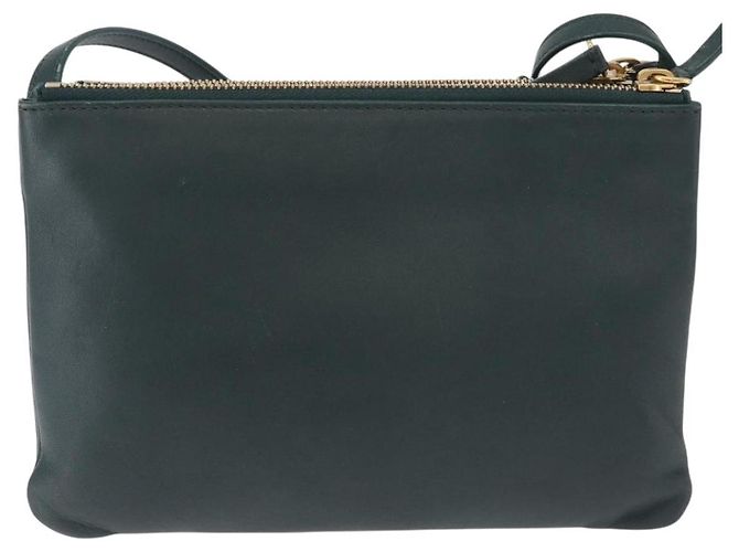 Céline Borsa a tracolla CELINE Trio in pelle verde e oro Auth 177008A D'oro - vista 3