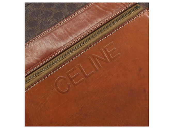 Céline Borsa a tracolla CELINE Macadam Canvas PVC Leather Brown Gold Auth 196695A Marrone D'oro - vista 15