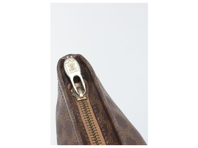 Céline Borsa a tracolla CELINE Macadam Canvas PVC Leather Brown Gold Auth 196695A Marrone D'oro - vista 16