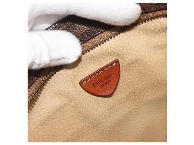Céline Borsa a tracolla CELINE Macadam Canvas PVC Leather Brown Gold Auth 196695A Marrone D'oro - vista 17
