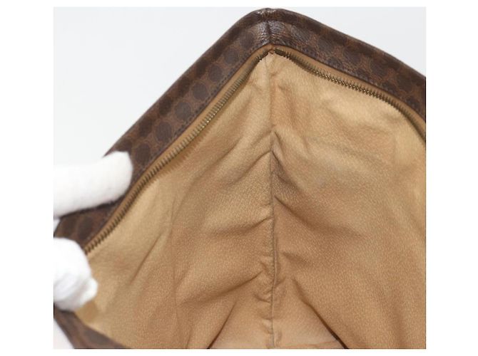 Céline Borsa a tracolla CELINE Macadam Canvas PVC Leather Brown Gold Auth 196695A Marrone D'oro - vista 20