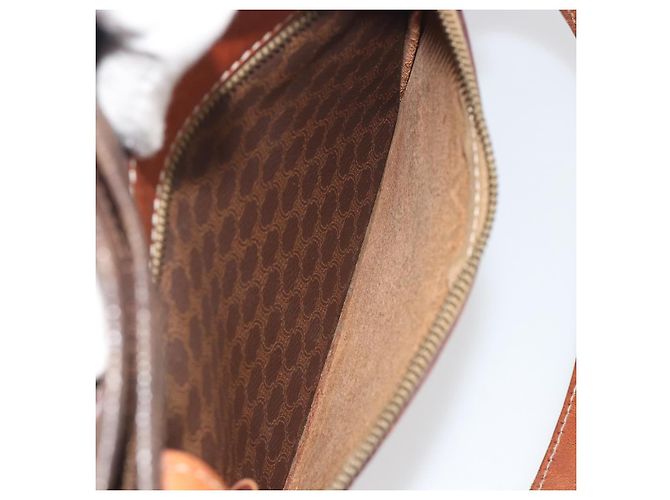 Céline Borsa a tracolla CELINE Macadam Canvas PVC Leather Brown Gold Auth 196695A Marrone D'oro - vista 21