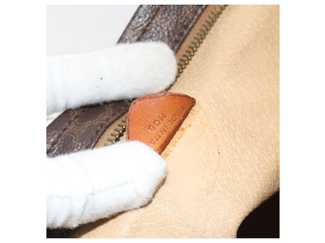 Céline Borsa a tracolla CELINE Macadam Canvas PVC Leather Brown Gold Auth 196695A Marrone D'oro - vista 22