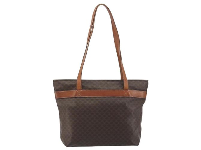 Céline Borsa a tracolla CELINE Macadam Canvas PVC Leather Brown Gold Auth 196695A Marrone D'oro - vista 3