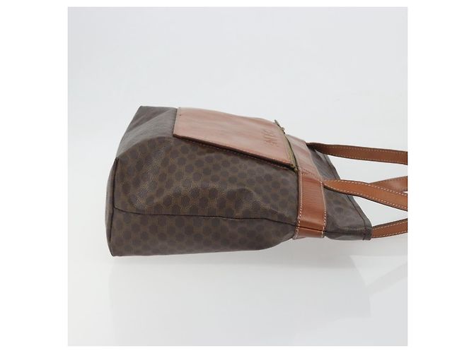 Céline Borsa a tracolla CELINE Macadam Canvas PVC Leather Brown Gold Auth 196695A Marrone D'oro - vista 4