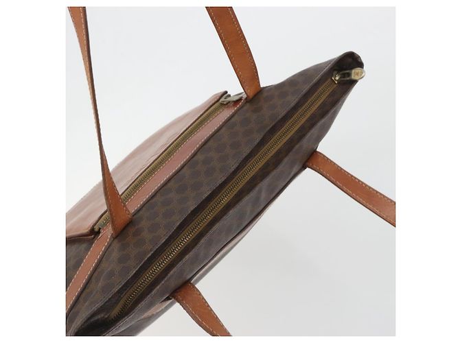 Céline Borsa a tracolla CELINE Macadam Canvas PVC Leather Brown Gold Auth 196695A Marrone D'oro - vista 6