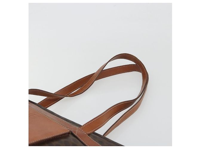 Céline Borsa a tracolla CELINE Macadam Canvas PVC Leather Brown Gold Auth 196695A Marrone D'oro - vista 8