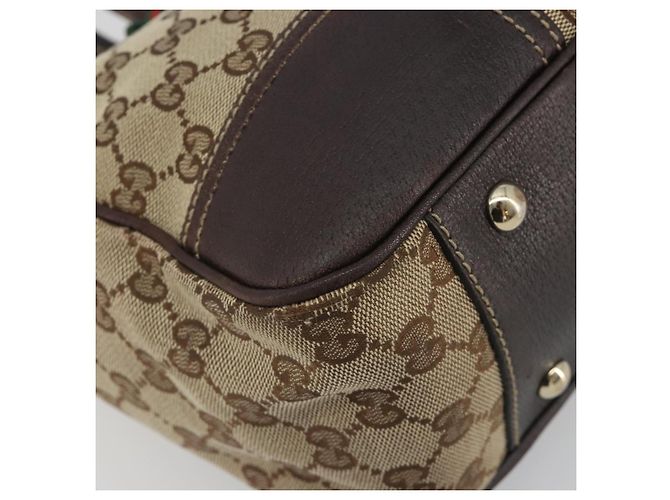 GUCCI GG Canvas Web Sherry Line Tote Bag Braun Gold 163805 Auth mr2841 Golden - Ansicht 11