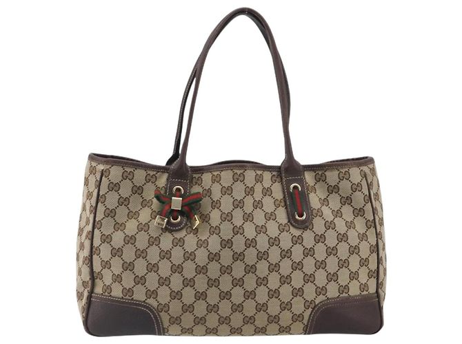 GUCCI GG Canvas Web Sherry Line Tote Bag Braun Gold 163805 Auth mr2841 Golden - Ansicht 2