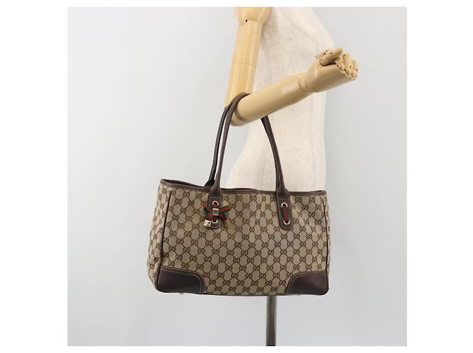 GUCCI GG Canvas Web Sherry Line Tote Bag Braun Gold 163805 Auth mr2841 Golden - Ansicht 22