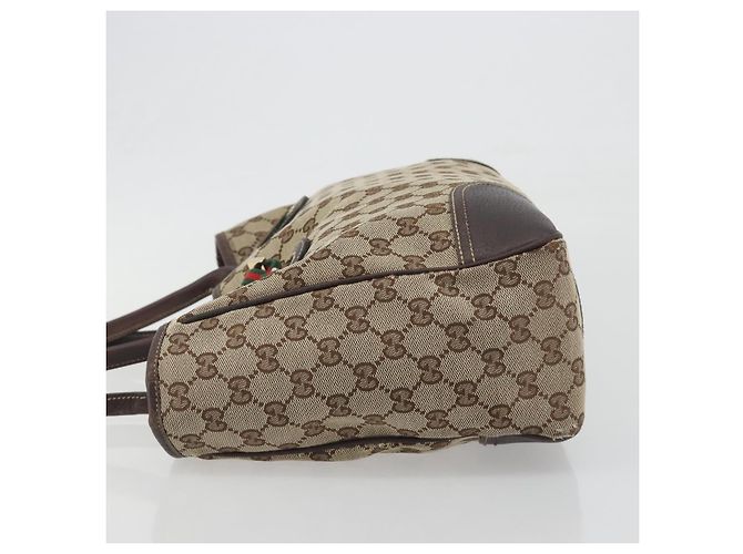 GUCCI GG Canvas Web Sherry Line Tote Bag Braun Gold 163805 Auth mr2841 Golden - Ansicht 5