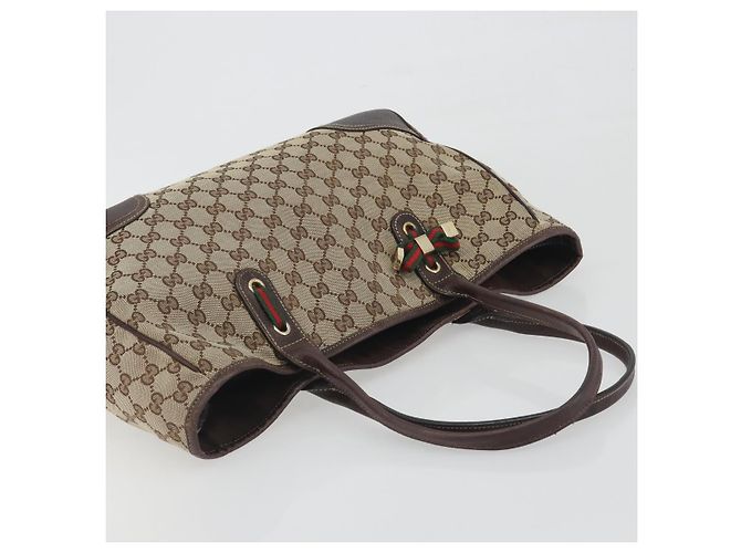 GUCCI GG Canvas Web Sherry Line Tote Bag Braun Gold 163805 Auth mr2841 Golden - Ansicht 6