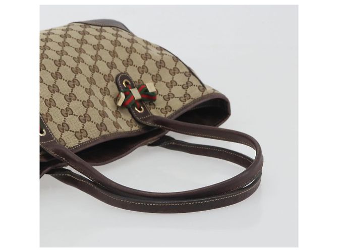 GUCCI GG Canvas Web Sherry Line Tote Bag Braun Gold 163805 Auth mr2841 Golden - Ansicht 7