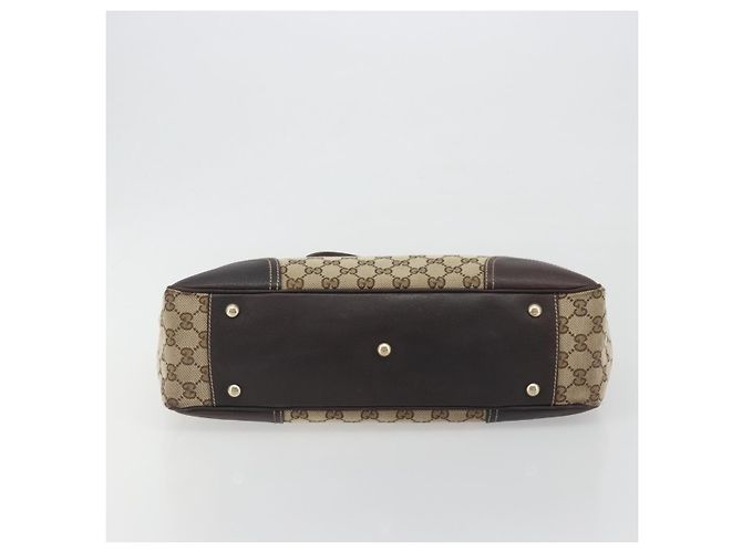 GUCCI GG Canvas Web Sherry Line Tote Bag Braun Gold 163805 Auth mr2841 Golden - Ansicht 9