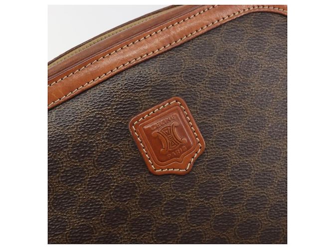 Céline Borsa a tracolla CELINE Macadam Canvas PVC Leather Brown Gold Auth mr2826 Marrone D'oro - vista 14