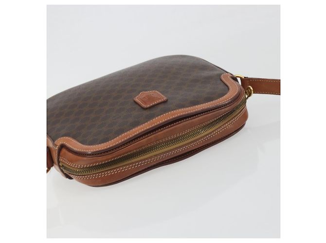 Céline Borsa a tracolla CELINE Macadam Canvas PVC Leather Brown Gold Auth mr2826 Marrone D'oro - vista 6