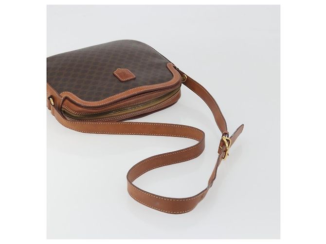 Céline Borsa a tracolla CELINE Macadam Canvas PVC Leather Brown Gold Auth mr2826 Marrone D'oro - vista 7