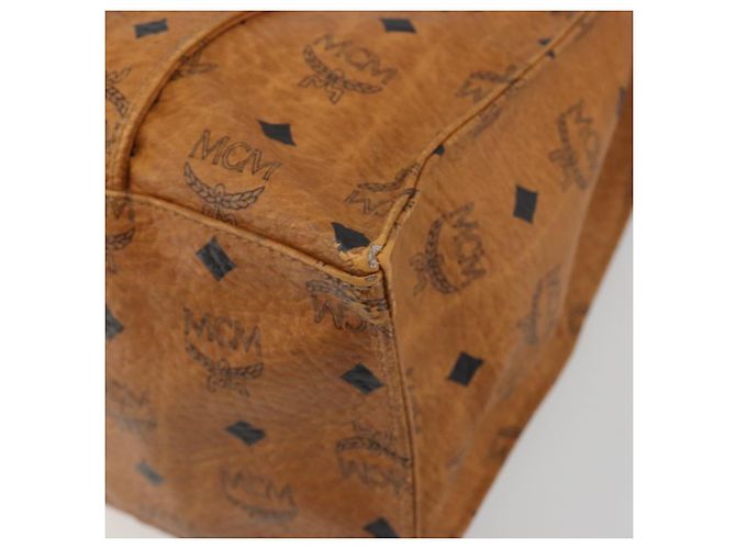 Borsa Tote MCM Vicetos PVC Pelle Marrone Tono Oro Auth BA14772 - vista 10