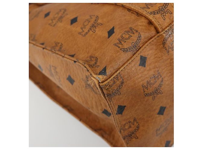Borsa Tote MCM Vicetos PVC Pelle Marrone Tono Oro Auth BA14772 - vista 11