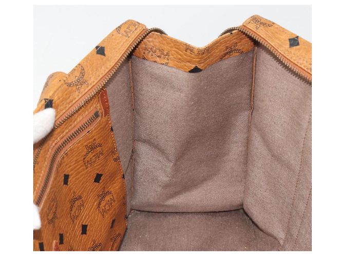 Borsa Tote MCM Vicetos PVC Pelle Marrone Tono Oro Auth BA14772 - vista 18