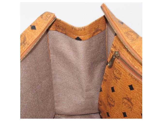 Borsa Tote MCM Vicetos PVC Pelle Marrone Tono Oro Auth BA14772 - vista 19