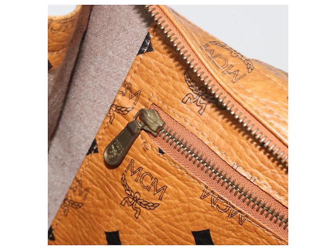 Borsa Tote MCM Vicetos PVC Pelle Marrone Tono Oro Auth BA14772 - vista 20