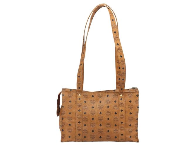 Borsa Tote MCM Vicetos PVC Pelle Marrone Tono Oro Auth BA14772 - vista 3