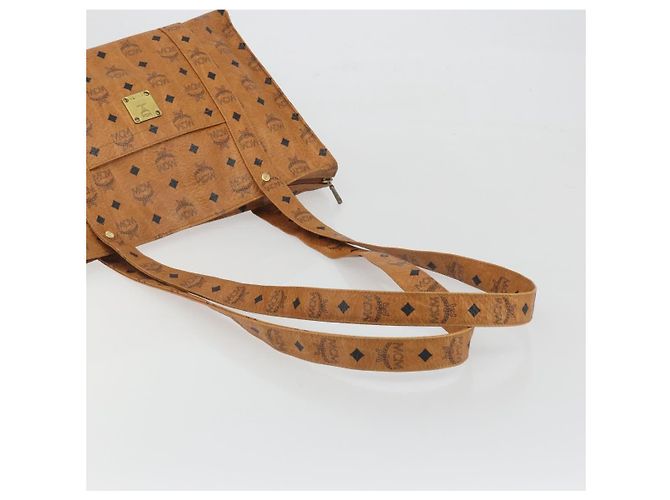 Borsa Tote MCM Vicetos PVC Pelle Marrone Tono Oro Auth BA14772 - vista 7