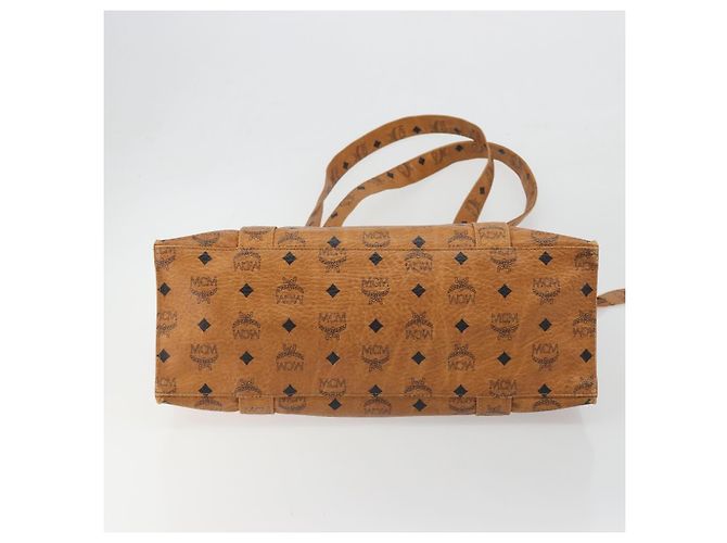 Borsa Tote MCM Vicetos PVC Pelle Marrone Tono Oro Auth BA14772 - vista 9