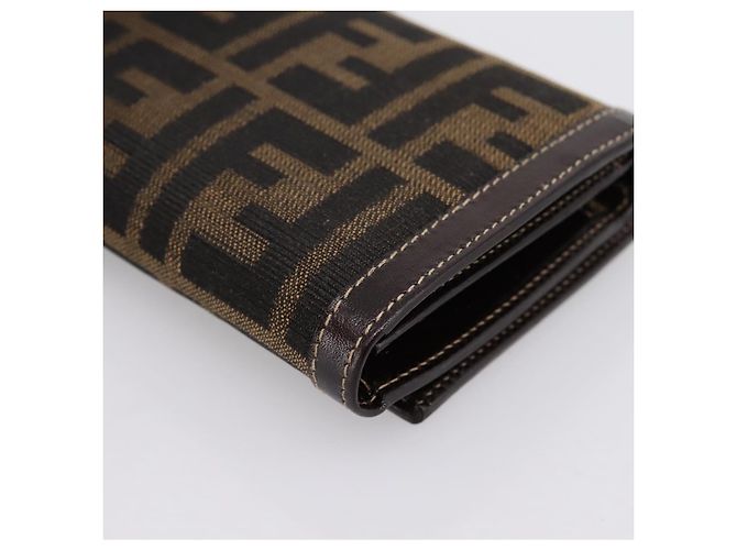 Cartera bifold FENDI Zucca Canvas Negro Marrón Auth 196628V Castaño - vista 15