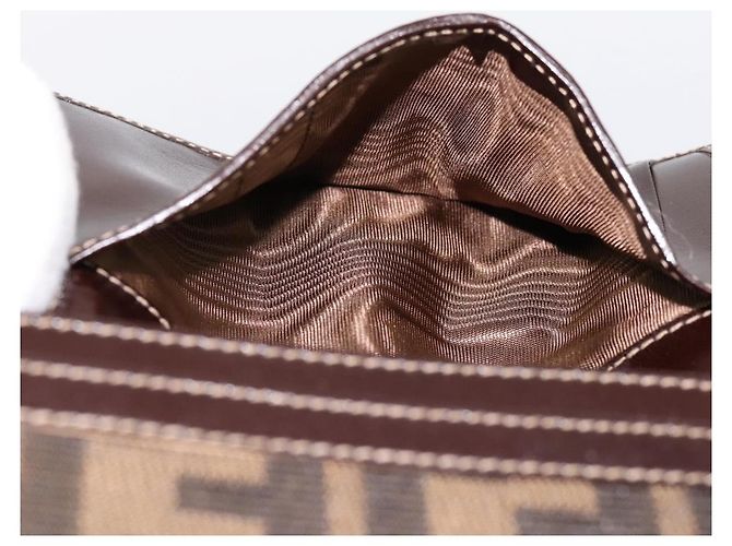 Cartera bifold FENDI Zucca Canvas Negro Marrón Auth 196628V Castaño - vista 18