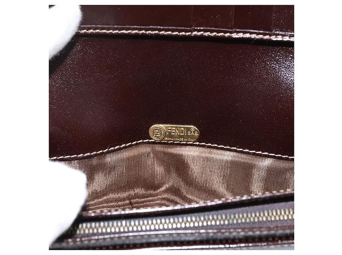 Cartera bifold FENDI Zucca Canvas Negro Marrón Auth 196628V Castaño - vista 19
