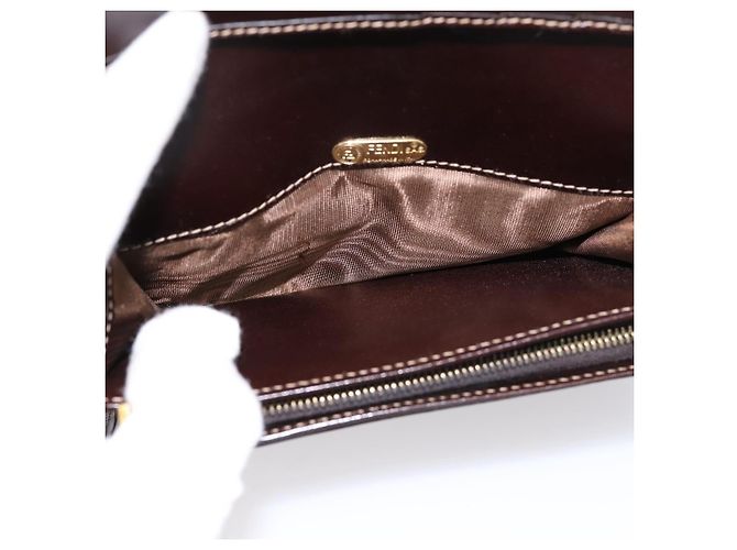 Cartera bifold FENDI Zucca Canvas Negro Marrón Auth 196628V Castaño - vista 20
