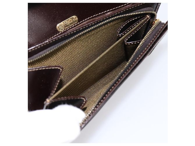 Cartera bifold FENDI Zucca Canvas Negro Marrón Auth 196628V Castaño - vista 22