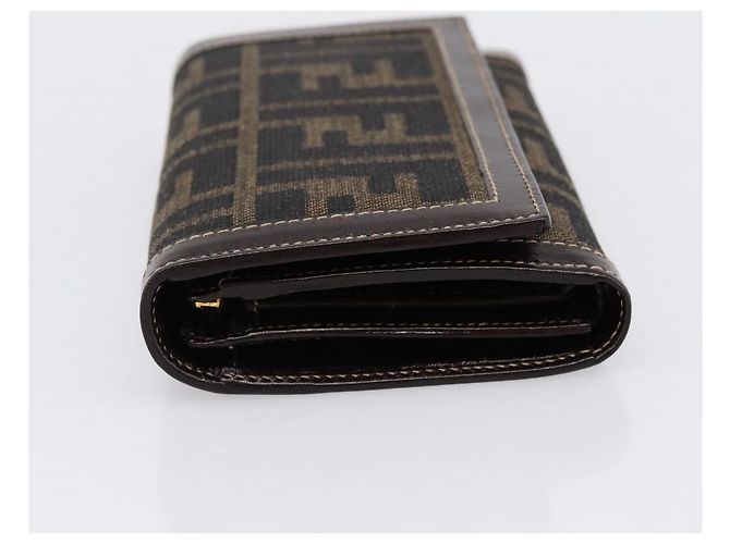 Cartera bifold FENDI Zucca Canvas Negro Marrón Auth 196628V Castaño - vista 3