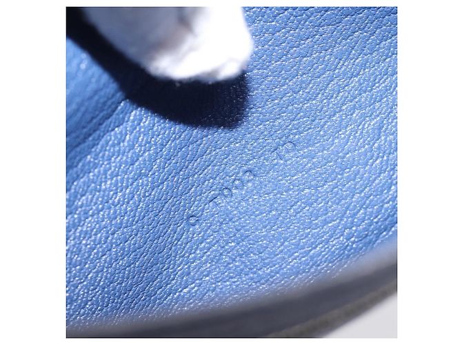 Hermès Portafoglio HERMES Bearn Soufflet in pelle blu argento Auth 198789V - vista 19
