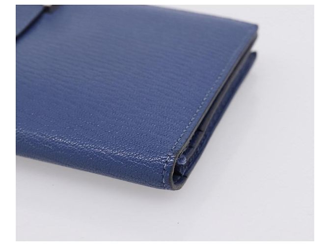 Hermès Portafoglio HERMES Bearn Soufflet in pelle blu argento Auth 198789V - vista 8