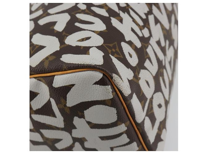 Borsa LOUIS VUITTON Monogram Graffiti Speedy 30 White M92195 LV Auth 192043SAV Bianco Monogramma - vista 15