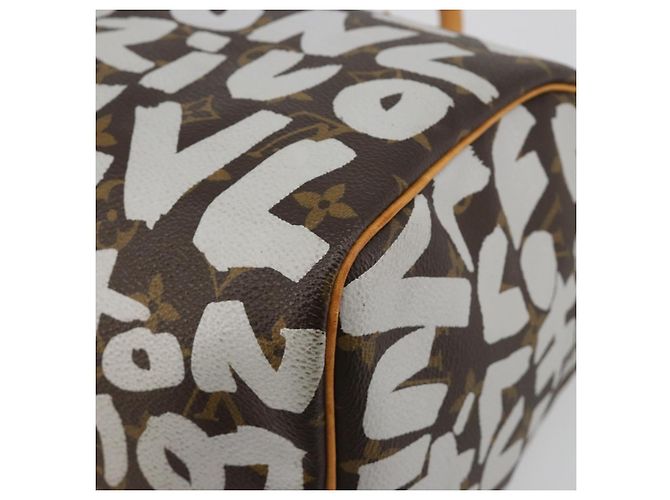 Borsa LOUIS VUITTON Monogram Graffiti Speedy 30 White M92195 LV Auth 192043SAV Bianco Monogramma - vista 16