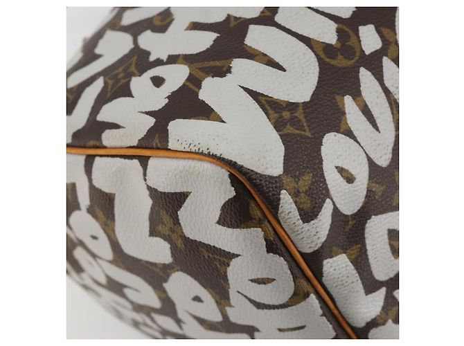Borsa LOUIS VUITTON Monogram Graffiti Speedy 30 White M92195 LV Auth 192043SAV Bianco Monogramma - vista 17