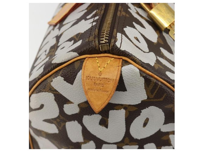 Borsa LOUIS VUITTON Monogram Graffiti Speedy 30 White M92195 LV Auth 192043SAV Bianco Monogramma - vista 19