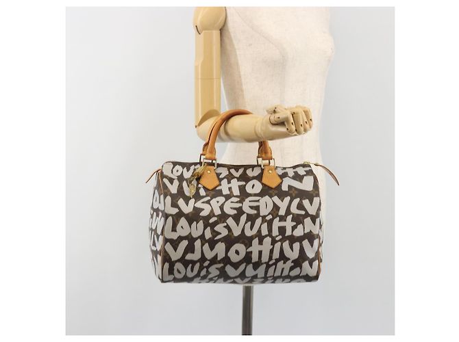 Borsa LOUIS VUITTON Monogram Graffiti Speedy 30 White M92195 LV Auth 192043SAV Bianco Monogramma - vista 23