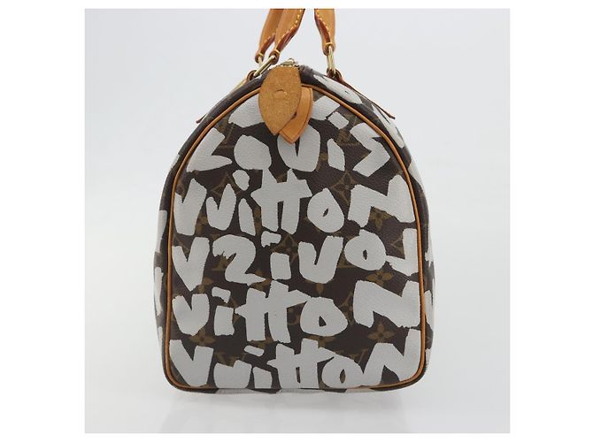 Borsa LOUIS VUITTON Monogram Graffiti Speedy 30 White M92195 LV Auth 192043SAV Bianco Monogramma - vista 4