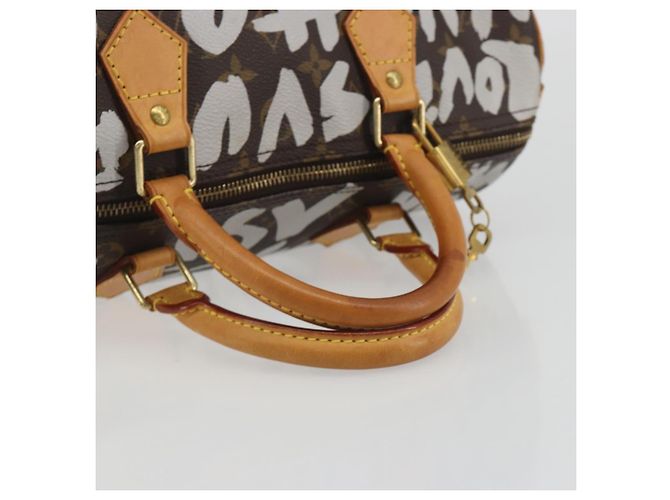 Borsa LOUIS VUITTON Monogram Graffiti Speedy 30 White M92195 LV Auth 192043SAV Bianco Monogramma - vista 7