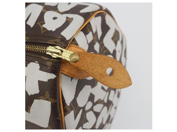 Borsa LOUIS VUITTON Monogram Graffiti Speedy 30 White M92195 LV Auth 192043SAV Bianco Monogramma - vista 9