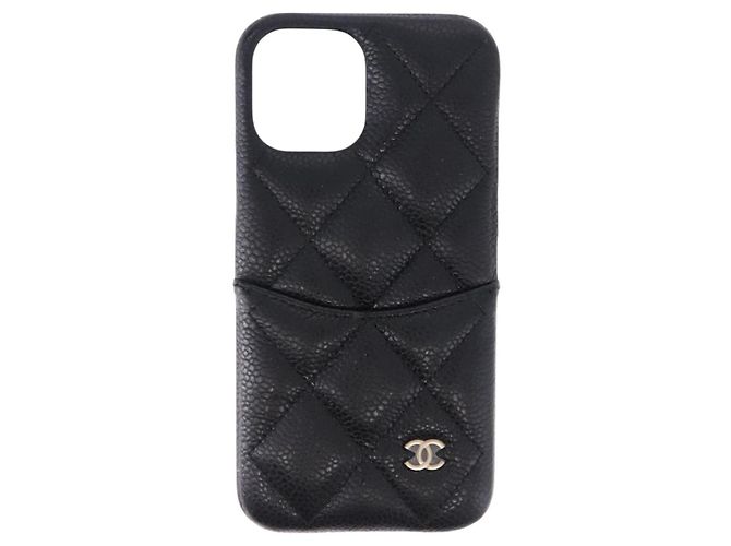 Capa iPhone11 CHANEL em couro Caviar Preto CC Auth BA15247V - vista 2