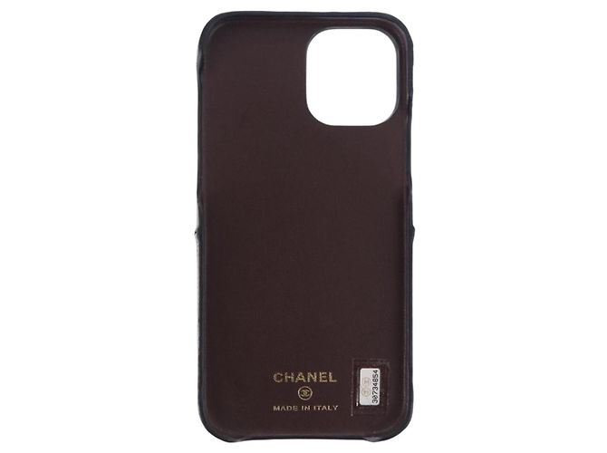 Capa iPhone11 CHANEL em couro Caviar Preto CC Auth BA15247V - vista 3